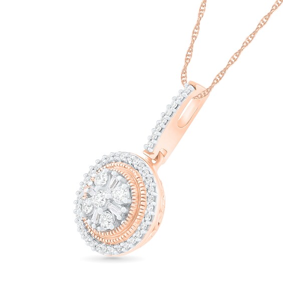 0.29 CT. T.W. Composite Diamond Frame Drop Pendant in 10K Rose Gold