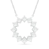 Thumbnail Image 0 of 0.23 CT. T.W. Diamond Sun Outline Circle Necklace in 10K White Gold