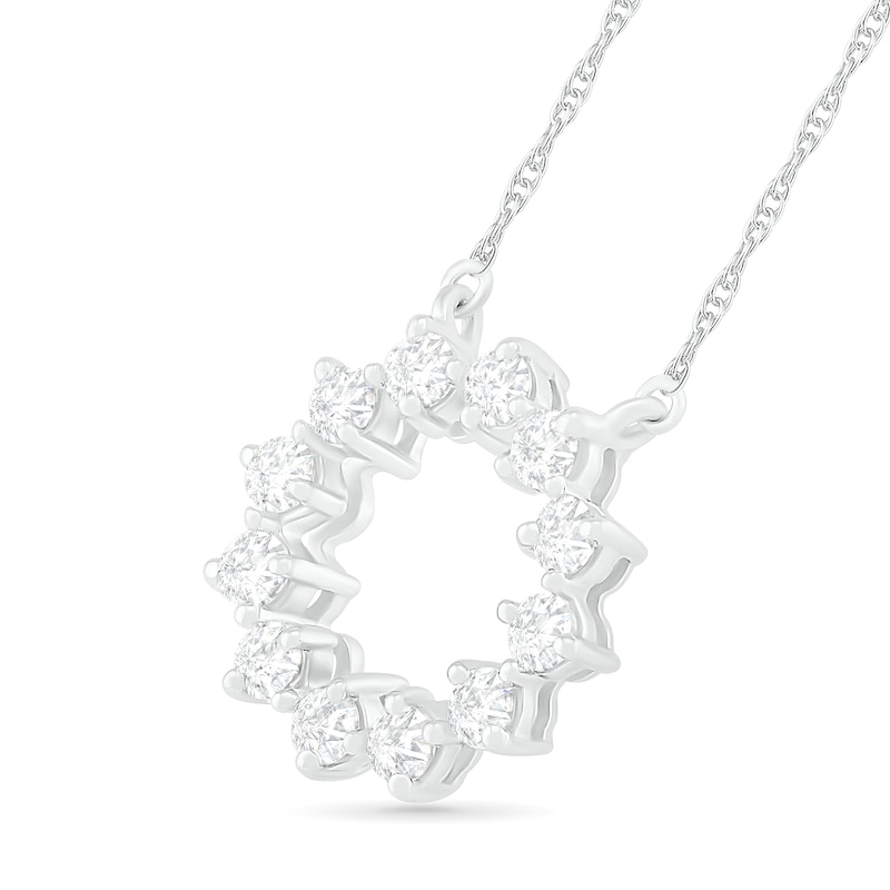 0.23 CT. T.W. Diamond Sun Outline Circle Necklace in 10K White Gold|Peoples Jewellers