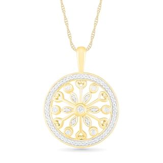 0.145 CT. T.W. Diamond Mandala-Style Pendant in Sterling Silver with 14K Gold Plate