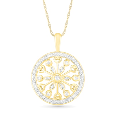 0.145 CT. T.W. Diamond Mandala-Style Pendant in Sterling Silver with 14K Gold Plate