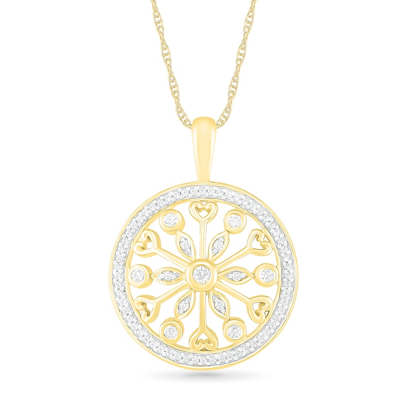 0.145 CT. T.W. Diamond Mandala-Style Pendant in Sterling Silver with 14K Gold Plate|Peoples Jewellers