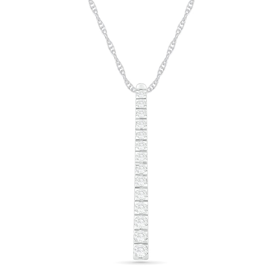 0.95 CT. T.W. Diamond Linear Bar Pendant in 10K Gold