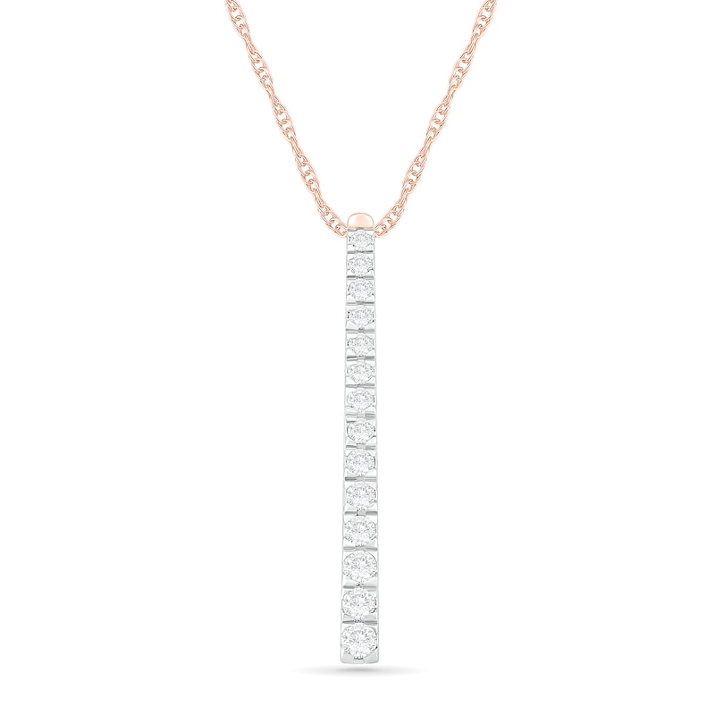 0.95 CT. T.W. Diamond Linear Bar Pendant in 10K Rose Gold|Peoples Jewellers