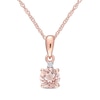 Thumbnail Image 0 of 5.0mm Morganite and Diamond Accent Drop Pendant in 10K Rose Gold - 17"