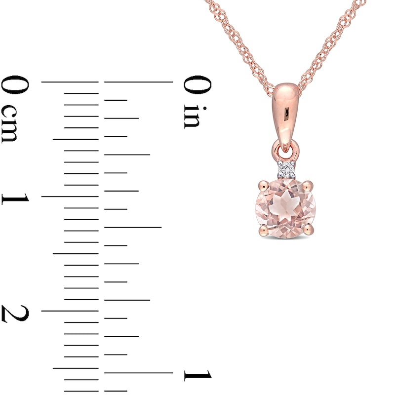 5.0mm Morganite and Diamond Accent Drop Pendant in 10K Rose Gold - 17"|Peoples Jewellers