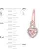 5.0mm Heart-Shaped Morganite and 0.04 CT. T.W. Diamond Bead Frame Leaf Drop Earrings in 10K Rose Gold