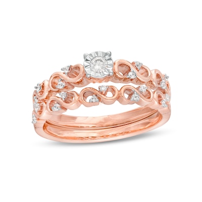 0.23 CT. T.W. Diamond Infinity Bridal Set in 10K Rose Gold