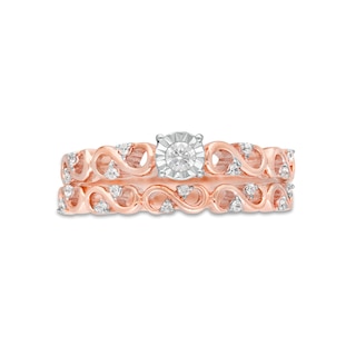 0.23 CT. T.W. Diamond Infinity Bridal Set in 10K Rose Gold