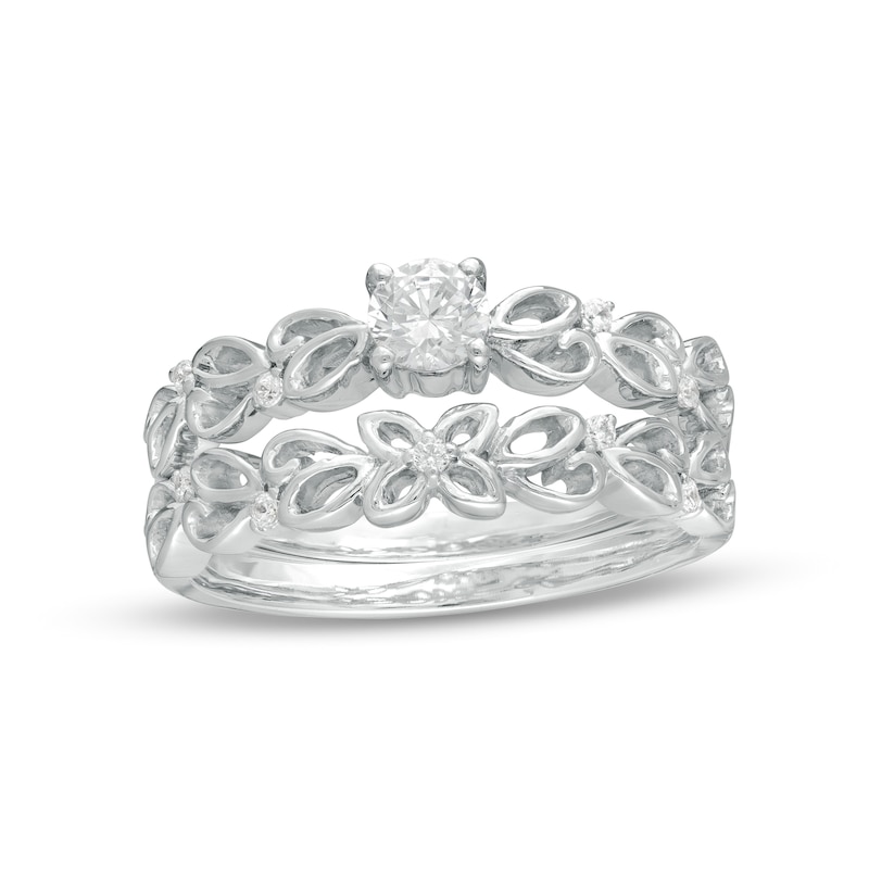 0.29 CT. T.W. Diamond Open Floral Bridal Set in 10K White Gold|Peoples Jewellers