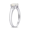 6.0mm Cushion-Cut Cabochon Opal and 0.04 CT. T.W. Diamond Vintage-Style Ring in Sterling Silver