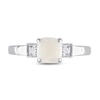 6.0mm Cushion-Cut Cabochon Opal and 0.04 CT. T.W. Diamond Vintage-Style Ring in Sterling Silver