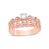 Thumbnail Image 0 of 0.29 CT. T.W. Diamond Open Floral Bridal Set in 10K Rose Gold