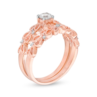 0.29 CT. T.W. Diamond Open Floral Bridal Set in 10K Rose Gold