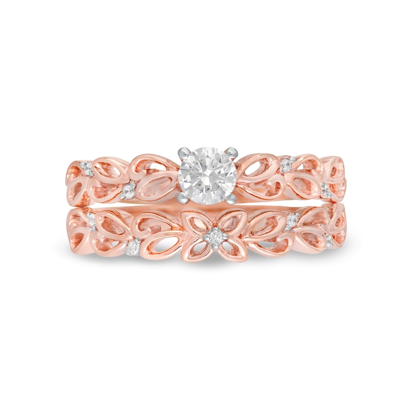 0.29 CT. T.W. Diamond Open Floral Bridal Set in 10K Rose Gold|Peoples Jewellers