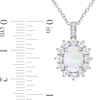 Thumbnail Image 2 of Oval Opal, White Topaz and Diamond Accent Starburst Frame Drop Pendant in Sterling Silver