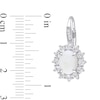Thumbnail Image 2 of Oval Opal, White Topaz and 0.04 CT. T.W. Diamond Starburst Frame Drop Earrings in Sterling Silver