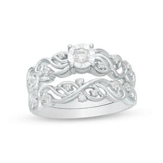 0.29 CT. T.W. Diamond Open Filigree Bridal Set in 10K Gold