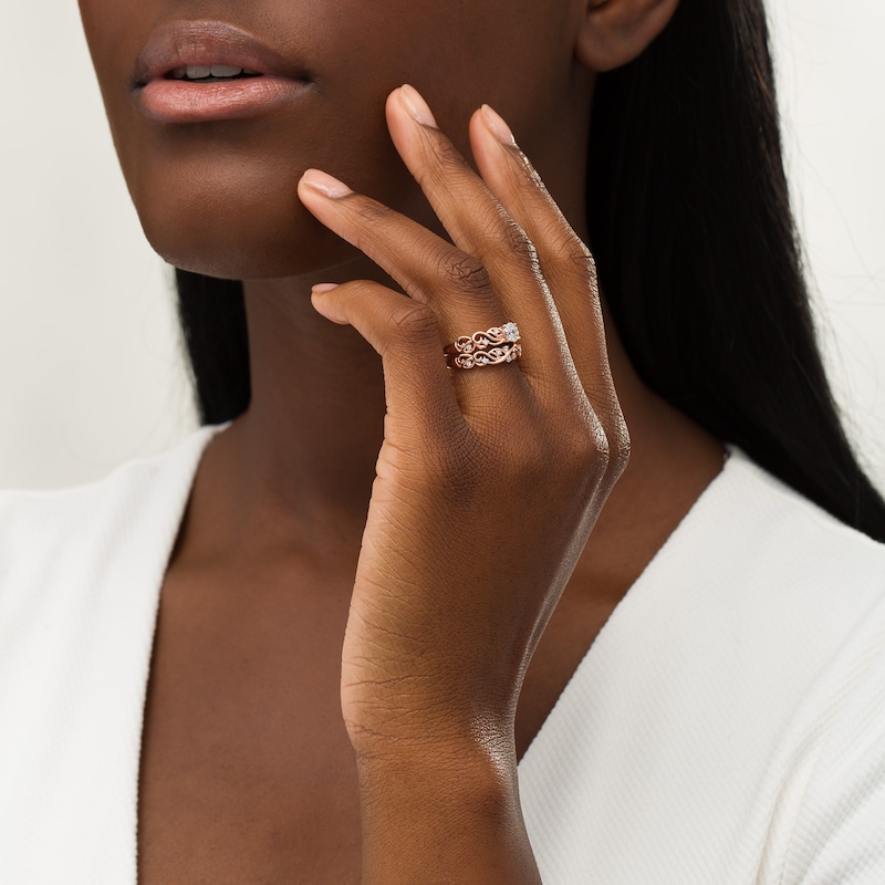 0.29 CT. T.W. Diamond Open Filigree Bridal Set in 10K Rose Gold|Peoples Jewellers