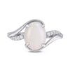 Oval Opal and 0.08 CT. T.W. Diamond Bypass Split Shank Ring in Sterling Silver