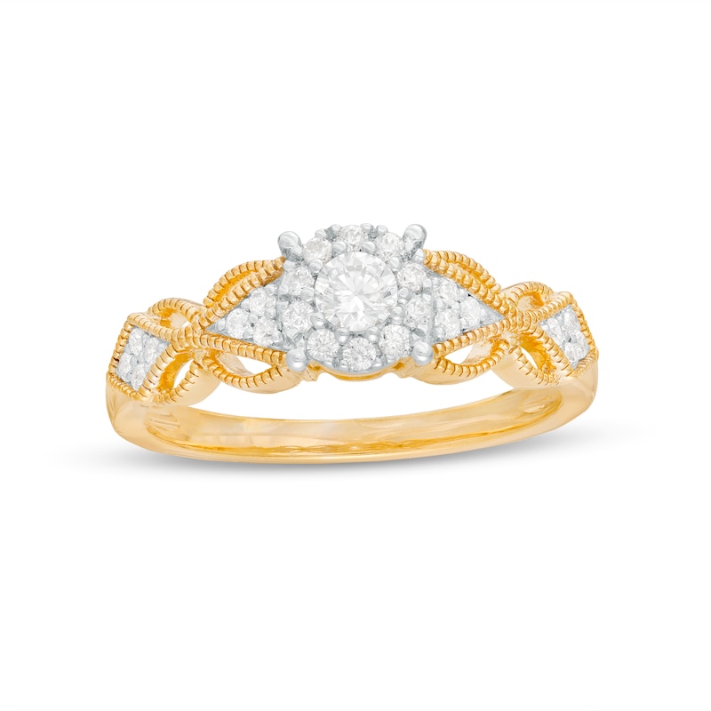 0.29 CT. T.W. Diamond Butterfly-Sides Vintage-Style Engagement Ring in 10K Gold|Peoples Jewellers
