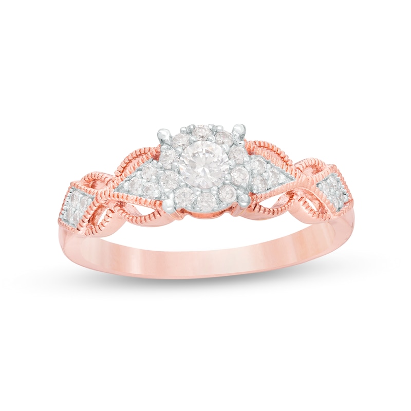 0.29 CT. T.W. Diamond Butterfly-Sides Vintage-Style Engagement Ring in 10K Rose Gold|Peoples Jewellers