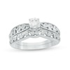 Thumbnail Image 1 of 0.37 CT. T.W. Diamond Vintage-Style Filigree Bridal Set in 10K White Gold