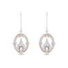 Thumbnail Image 0 of Enchanted Disney Princess 0.145 CT. T.W. Diamond Castle Drop Earrings in Sterling Silver and 10K Rose Gold