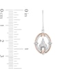 Thumbnail Image 2 of Enchanted Disney Princess 0.145 CT. T.W. Diamond Castle Drop Earrings in Sterling Silver and 10K Rose Gold