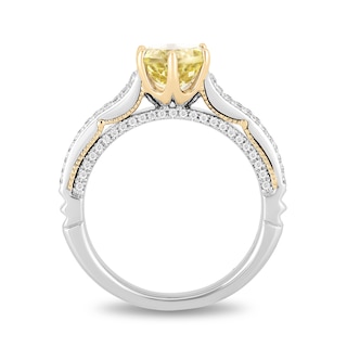 Enchanted Disney Belle Lemon Quartz and 0.29 CT. T.W. Diamond Engagement Ring in 14K Two-Tone Gold