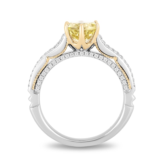 Enchanted Disney Belle Lemon Quartz and 0.29 CT. T.W. Diamond Engagement Ring in 14K Two-Tone Gold