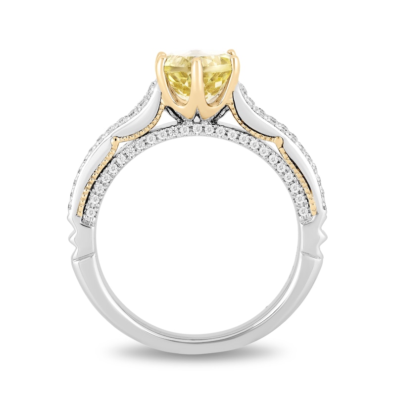 Enchanted Disney Belle Lemon Quartz and 0.29 CT. T.W. Diamond Engagement Ring in 14K Two-Tone Gold|Peoples Jewellers