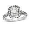 Vera Wang Love Collection 0.95 CT. T.W. Emerald-Cut Diamond Frame Engagement Ring in 14K White Gold with Black Rhodium