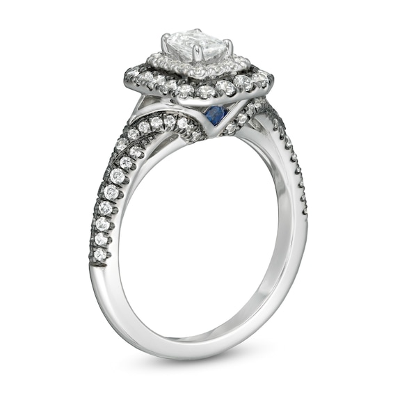 Vera Wang Love Collection 0.95 CT. T.W. Emerald-Cut Diamond Frame Engagement Ring in 14K White Gold with Black Rhodium