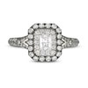 Vera Wang Love Collection 0.95 CT. T.W. Emerald-Cut Diamond Frame Engagement Ring in 14K White Gold with Black Rhodium