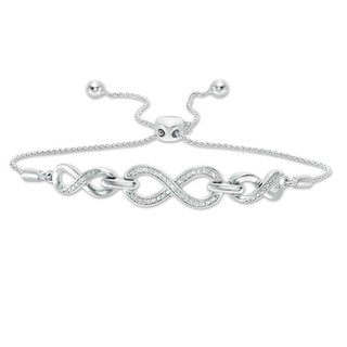 Diamond Accent Triple Infinity Bolo Bracelet in Sterling Silver - 9.5"