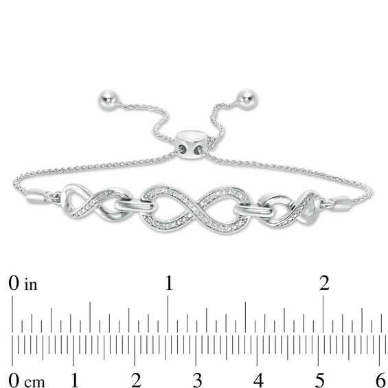 Diamond Accent Triple Infinity Bolo Bracelet in Sterling Silver - 9.5"