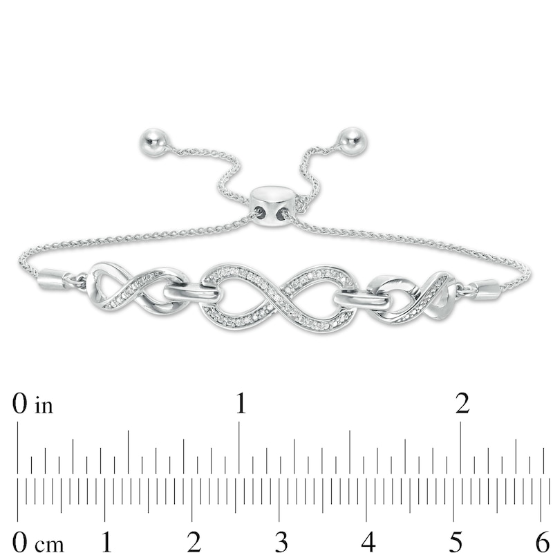 Main Image 3 of Diamond Accent Triple Infinity Bolo Bracelet in Sterling Silver - 9.5&quot;