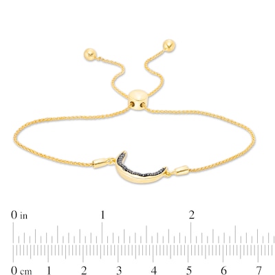 0.09 CT. T.W. Black Diamond Sideways Crescent Moon Bolo Bracelet in Sterling Silver with 14K Gold Plate - 9.5"