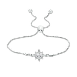 0.09 CT. T.W. Diamond North Star Bolo Bracelet in Sterling Silver - 9.5"