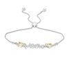 0.04 CT. T.W. Diamond Cat Silhouette "Meow" Bolo Bracelet in Sterling Silver and 10K Gold - 9.5"