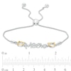 0.04 CT. T.W. Diamond Cat Silhouette "Meow" Bolo Bracelet in Sterling Silver and 10K Gold - 9.5"