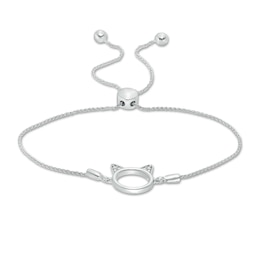 Diamond Accent Cat Ears Bolo Bracelet in Sterling Silver - 9.5&quot;