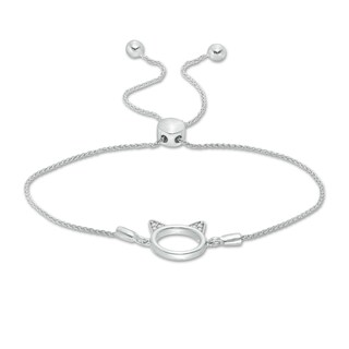 Diamond Accent Cat Ears Bolo Bracelet in Sterling Silver - 9.5"