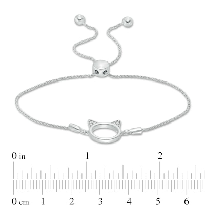 Diamond Accent Cat Ears Bolo Bracelet in Sterling Silver - 9.5"