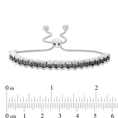 0.09 CT. T.W. Black Diamond Tennis-Style Bolo Bracelet in Sterling Silver - 9.5"