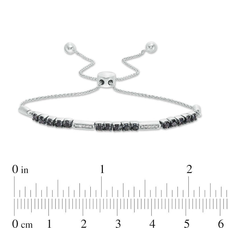 0.69 CT. T.W. Enhanced Black and White Diamond Stripes Bolo Bracelet in Sterling Silver - 9.5"