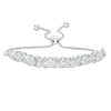 Thumbnail Image 0 of 0.09 CT. T.W. Diamond Cascading Infinity with Flowers Bolo Bracelet in Sterling Silver - 9.5"