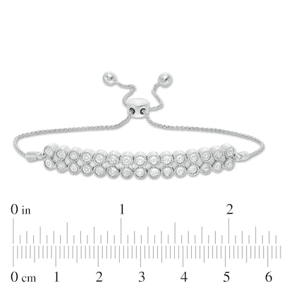 0.15 CT. T.W. Diamond Double Row Bolo Bracelet in Sterling Silver - 9.5"