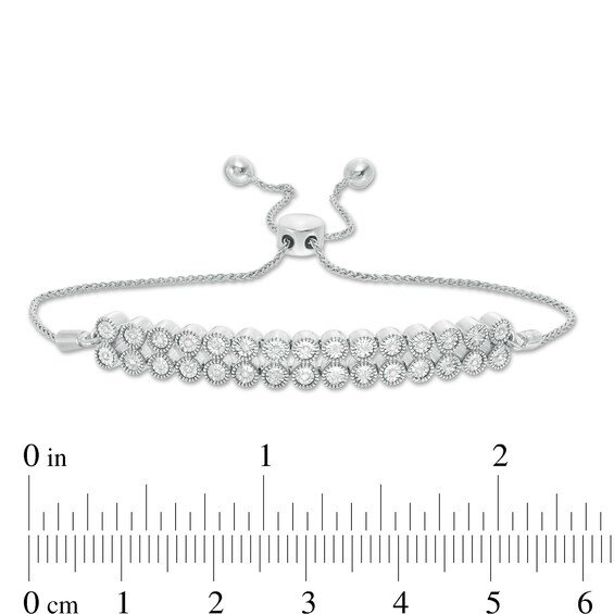 0.15 CT. T.W. Diamond Double Row Bolo Bracelet in Sterling Silver - 9.5"